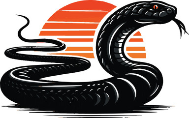 Obraz premium Black Mamba silhouette colour vector style with white background