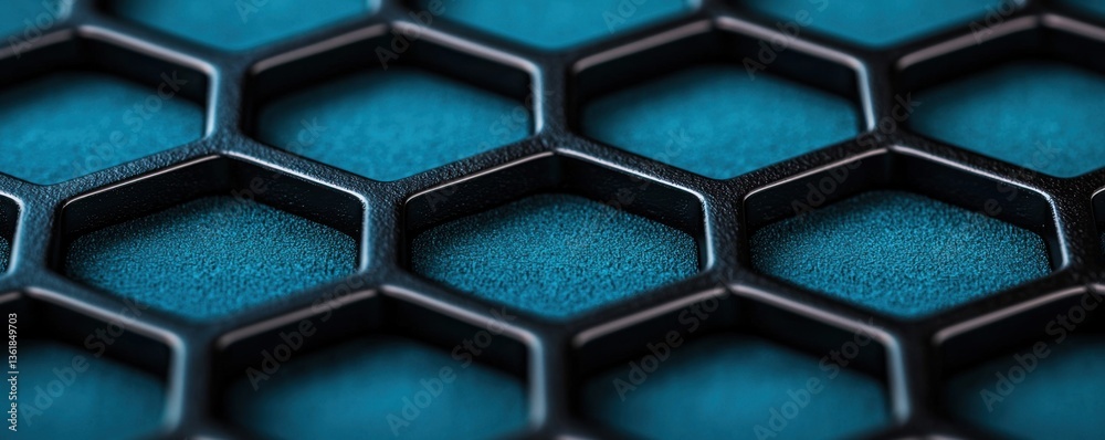 Aufkleber Abstract Hexagon Pattern Background Texture Dark Blue Teal Black Honeycomb Geometric Design
