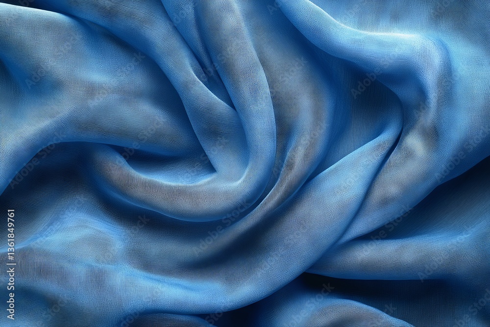 Poster delicate swirling fabric in shades of blue creates a serene and calming visual effect in soft light