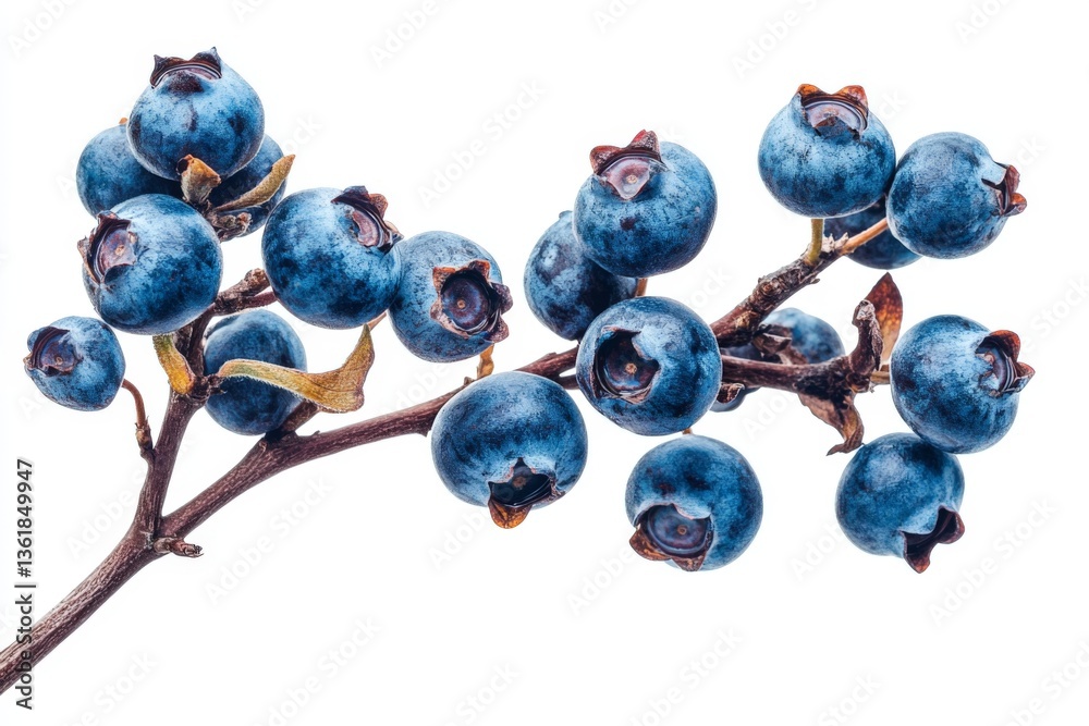 Aufkleber fresh blueberries on a branch ready for harvesting during late summer in a sunny orchard setting