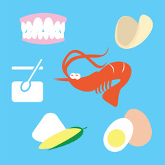 The krupuk Prawn Cracker(shrimp chips) elements which include shrimp, salt, egg and flour.