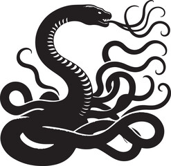 Obraz premium Pattern Snake, octopus silhouette colour vector style with white background