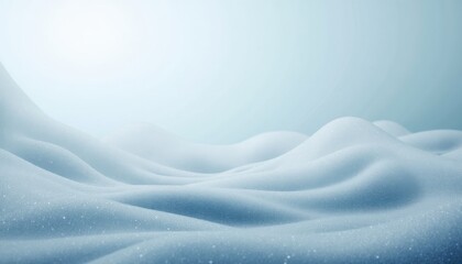 Obraz premium A serene winter landscape featuring smooth, undulating snow-covered hills. The image has a soft, ethereal quality with gentle curves of pristine snow stretching across the frame. 