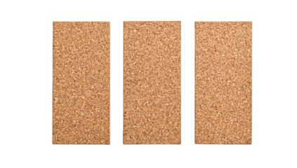 three rectangular cork boards arranged side by side showcasing t