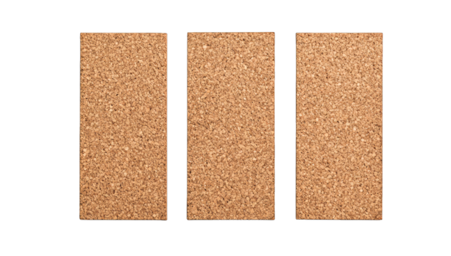 three rectangular cork boards arranged side by side showcasing t