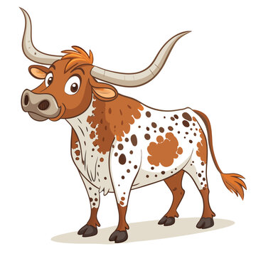 Texas Longhorn Cartoon Cattle