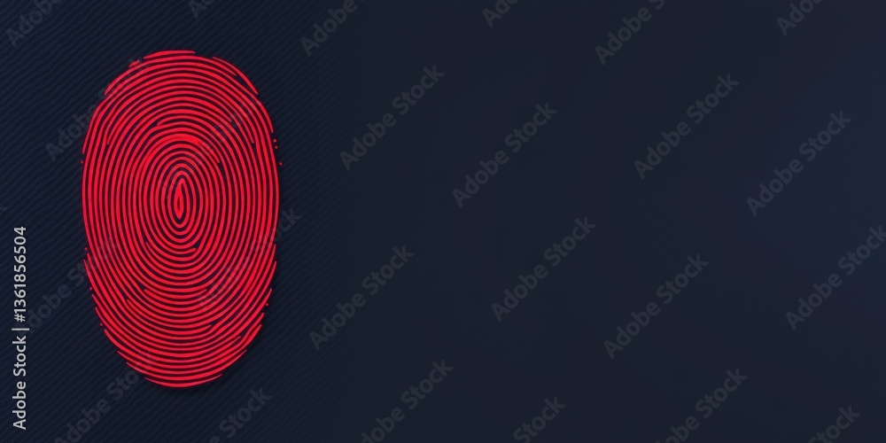 Fototapete red fingerprint scan on dark background digital identity security concept