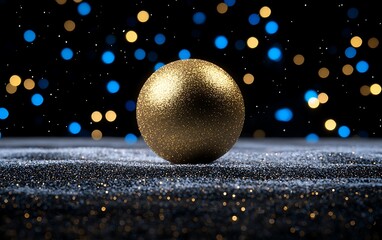 Golden Orb on Glittery Surface