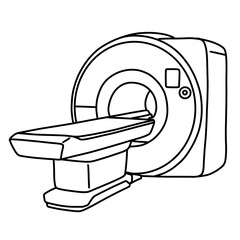 Magentic Resonance Imaging Scanner Thin Line Illustration