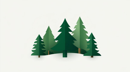 Obraz premium Environmental Sustainability and Conservation in ESG Strategy. A serene illustration of evergreen trees in a lush green landscape.