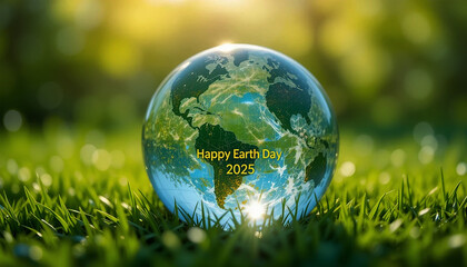 Earth Day 2025 Globe on Grass Celebrating Our Planet