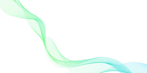 Abstract stylish green wave line background, transparent horizontal green wave on white colorful vector background, Isolated graphic design element, shining green wave lines pattern for banner.