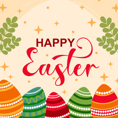 Banner poster for Easter with colorful eggs