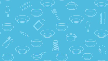 Kitchen utensils seamless pattern background. Kitchen set seamless pattern. Doodle of kitchen set, cooking utensils seamless pattern. Perfect for fabric, textile, wallpaper, decor, print, packaging