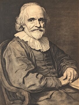 Thomas Hobbes Portrait. Vintage Image of Famous Man in Antique Style