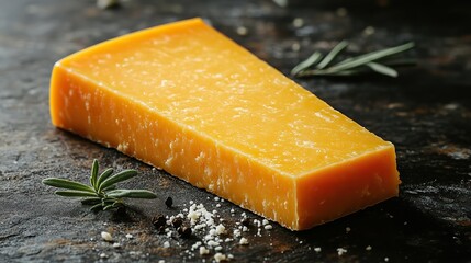 a wedge of mimolette cheese showcasing its vibrant orange color,firm texture this french cheese is known for its nutty slightly sweet flavor perfect for gourmet platters,dishes