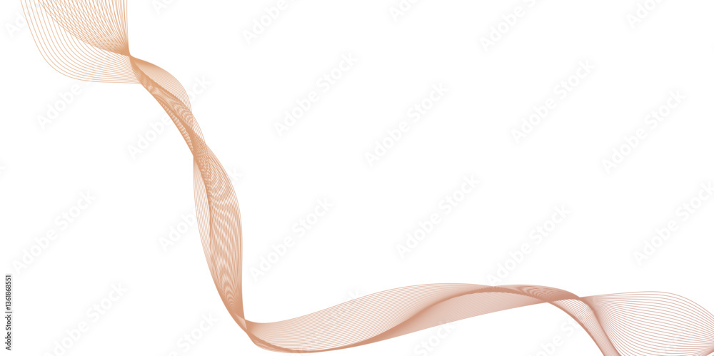 Fototapete abstract elegant flowing wave lines in soft warm tones on white background, digital frequency track 