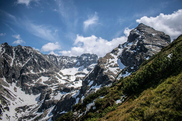snowy rocky mountains in poland