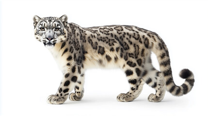 The snow leopard stands in royal dignity, the royal seat of the snow leopard, the king snow leopard on the white peak, the royal snow leopard is resting, the snow king in a royal pose