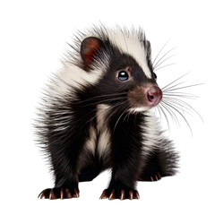 Fototapeta premium A playful baby skunk sniffing the air curiously.