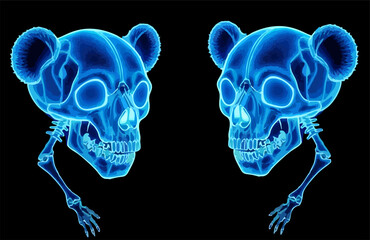 abstract illustration skull Ailuropoda melanoleuca transparent panda blue light hallowen © yayan