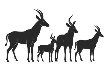 set of Oryx silhouette vector illustration