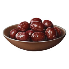 Dates in a bowl, an illustration of healthy snacks, traditional middle eastern food