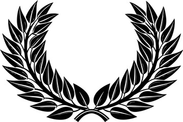 Laurel wreath, symbolizing victory and honor, depicted in a detailed engraving style sketch engraving vector