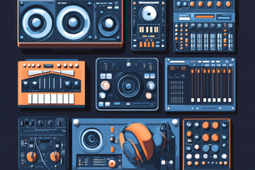 Fototapeta premium Flat Design Audio Device Icons