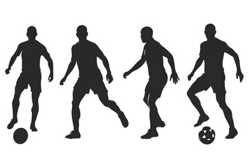 set of soccer Football Player silhouette vector illustration
