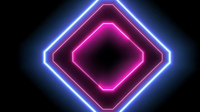 Abstract Neon Geometric Shapes: Vibrant Pink and Blue Glowing Lines