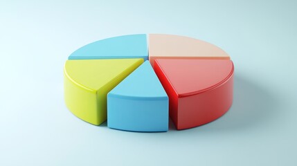 Fototapeta premium Colorful 3D Pie Chart on Light Blue Background (2)