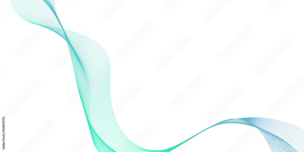 Fototapete Abstract green wave line element for design, perfect for background designs and digital art projects, Smooth transparent lines in the form of a wave, Abstract soft green wave pattern.