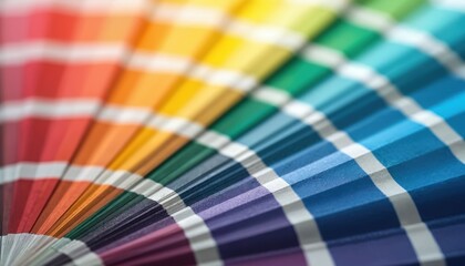 Vibrant spectrum fan display gradual color transition. Rainbow palette design graphic with variety shades, hues, saturation of colors. Art, design, interior, decor, fashion, printing, planning,