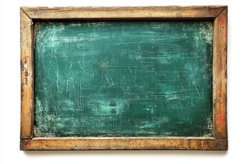 Traditional chalkboard with a weathered wooden frame used for teaching in a classroom setting