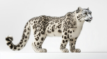 The snow leopard stands in royal dignity, the royal seat of the snow leopard, the king snow leopard on the white peak, the royal snow leopard is resting, the snow king in a royal pose