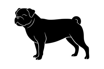 Pug Dog silhouette vector illustration