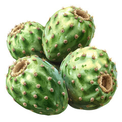 Prickly pear group isolated showcasing vibrant textures and unique desert fruit isolated on transparent background