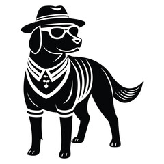Cool Hipster Dog Silhouette, Stylish Rottweiler Vector Art for T-Shirts & Prints