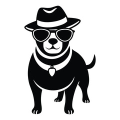Cool Hipster Dog Silhouette, Stylish Rottweiler Vector Art for T-Shirts & Prints