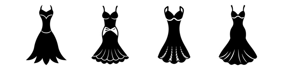 mermaid dress icon, mermaid dress silhouette vector illustration-simple silhouette illustration of mermaid dress, perfect for mermaid dress logos and icons