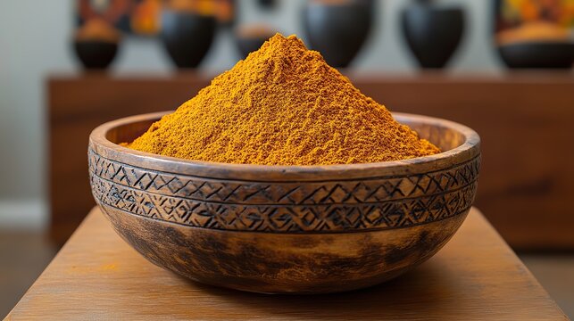 a wooden bowl filled with ground cumin powder known as kimyon toz in turkish this finely ground spice is essential in various cuisines adding a warm earthy flavor to dishes