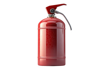 A Ready Red Fire Extinguisher Stands Vigilant, A Silent Guardian Against Unexpected Flames, Isolated On A Stark Isolated on Transparent Background