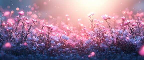 Magical, dreamy field of flowers