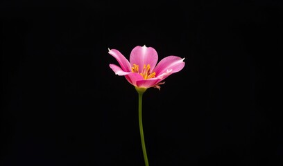 Fototapeta premium Pink flower elegantly blooms against dark background soft light. AI Generated