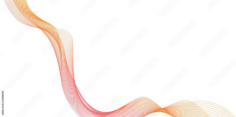 Fototapete abstract background with dynamic orange waves lines, movement of orange smoke abstract orange smoke abstract on white background, gracefully flowing in a wave line pattern.