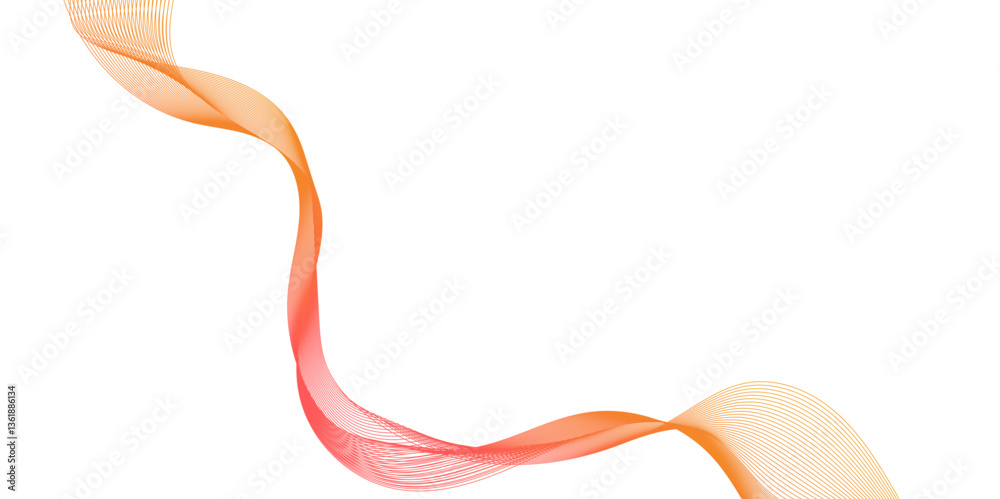 Fototapete abstract background with dynamic orange waves lines, movement of orange smoke abstract orange smoke abstract on white background, gracefully flowing in a wave line pattern.