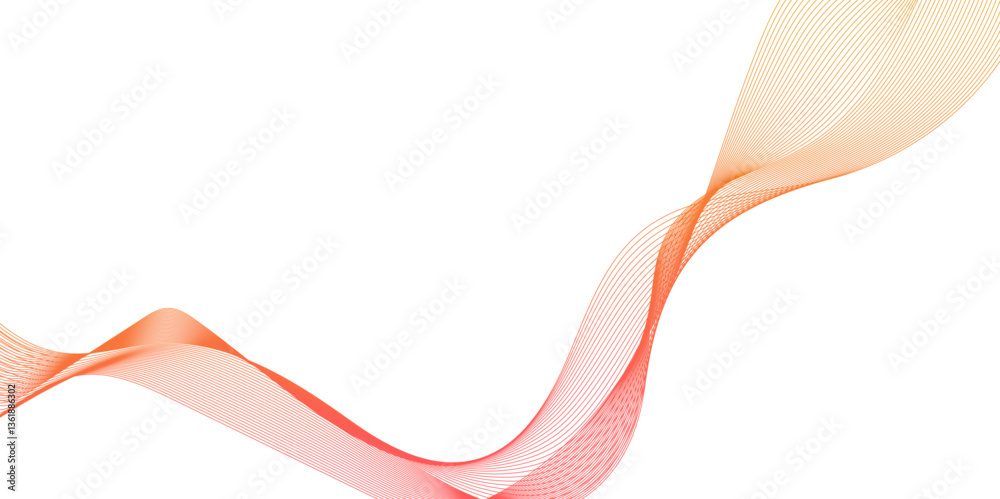 Fototapete abstract background with dynamic orange waves lines, movement of orange smoke abstract orange smoke abstract on white background, gracefully flowing in a wave line pattern.