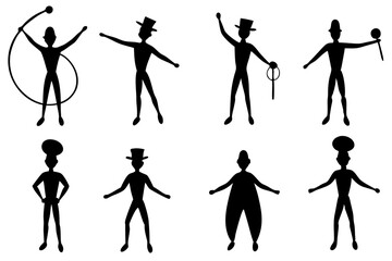 set of Circus Artist silhouette vector illustration