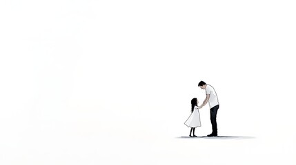 Fototapeta premium Intimate moment of affection and warmth captured in a timeless black and white watercolor of a father embracing his daughter